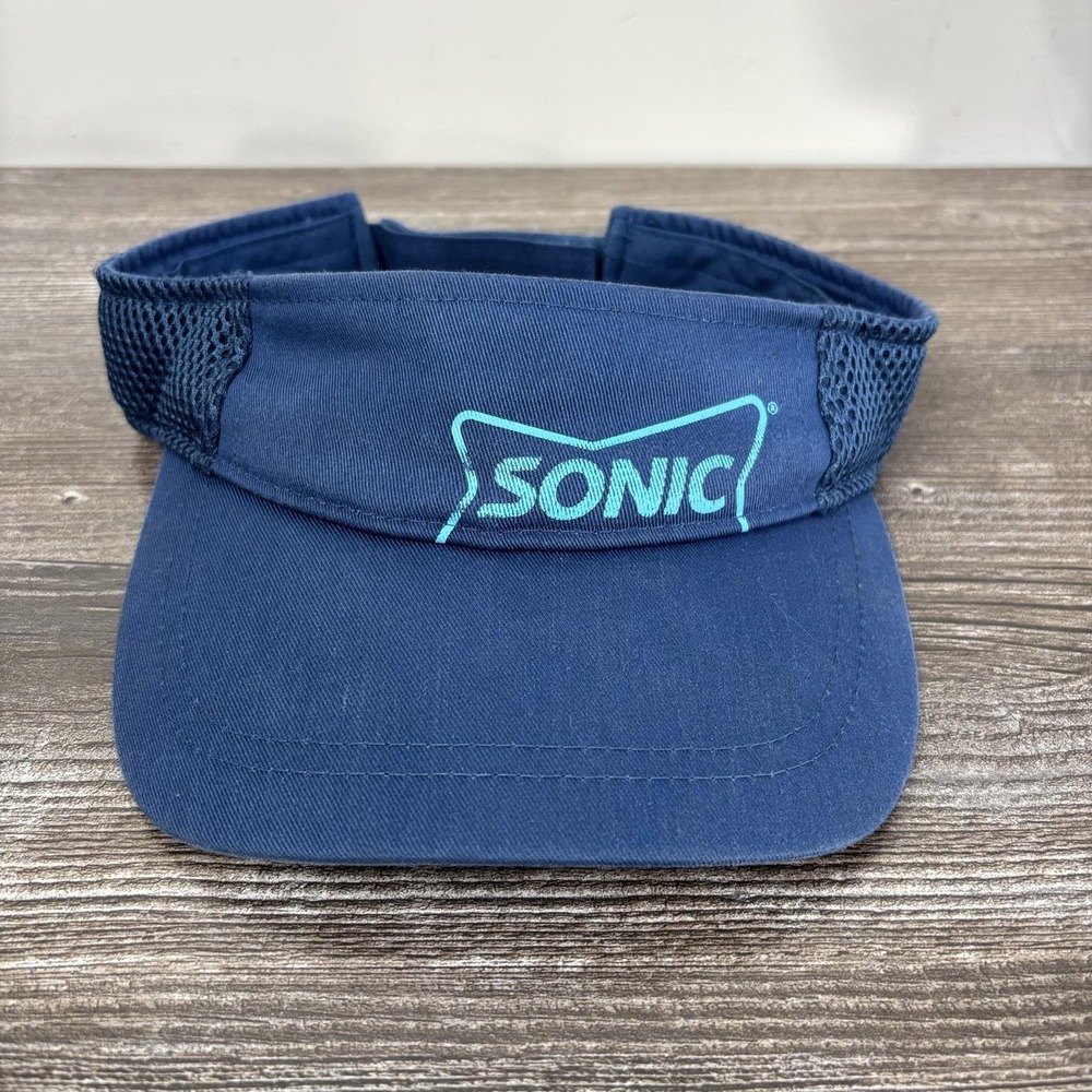 Sonic Hat Visor Strap Back One Size Blue Mesh Cotton Polyester Adjustable Mens